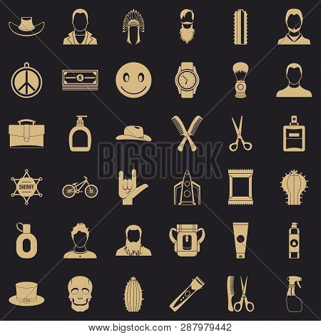Hairdresser Icons Set. Simple Style Of 36 Hairdresser Vector Icons For Web For Any Design