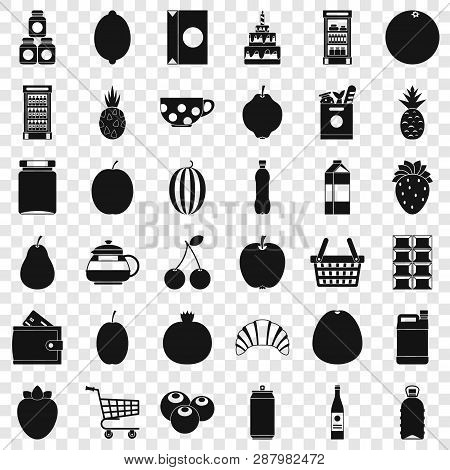 Food And Drink Icons Set. Simple Style Of 36 Food And Drink Vector Icons For Web For Any Design