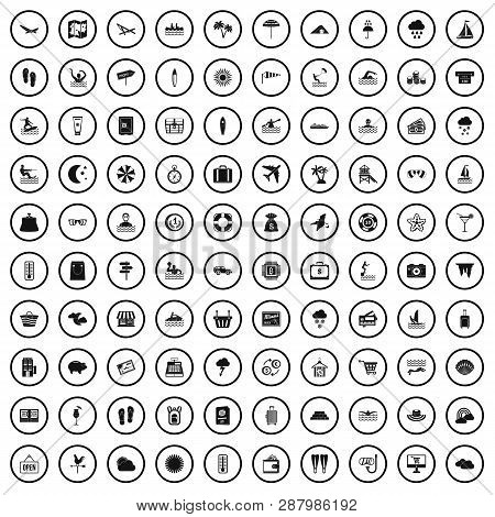 100 Seaside Resort Icons Set In Simple Style For Any Design Vector Illustration