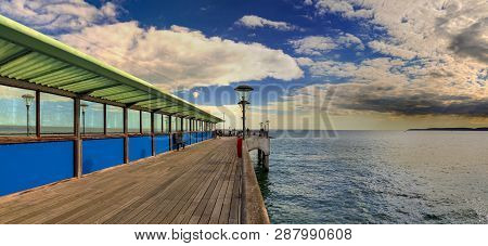 Concrete And Wood Pier At Boscombe Near Bournemouth, Dorset