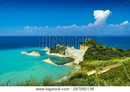 White Cliffs  And Turquoise Seas Around The Northern Coast Of Corfu