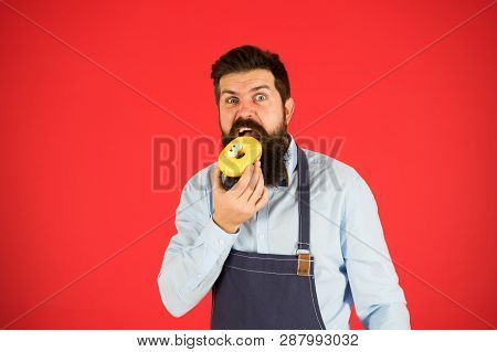 Calorie. Chef Feel Hunger. Calorie Counting. Diet And Healthy Food. Gain Calorie. Bearded Man In Che