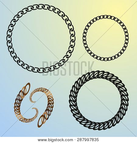 Round Chains Set Collection Of 4 Items. Abstract Sircle Framesx