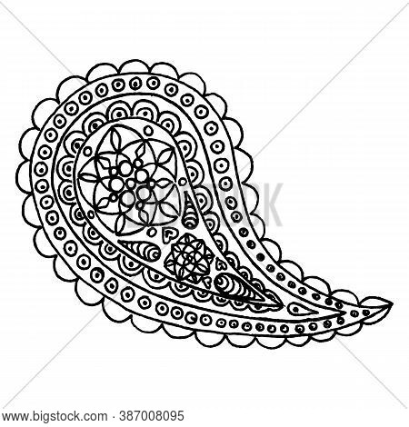 Paisley Buta Hand Drawn Monochrome Pattern Doodle Vector Art
