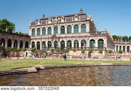 Dresden, Germany - July 26, 2019: Zwinger - Palatial Complex In Dresden. Sunny Summer Day.