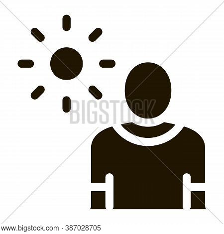 Sun Exposure For Man Glyph Icon Vector. Sun Exposure For Man Sign. Isolated Symbol Illustration