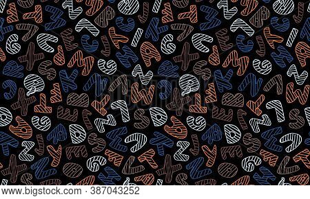 Vector Hand Drawn Alphabet. Seamless Pattern With English Abcs. Simple Typographic Design Of Latin C