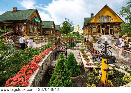 Kazan, Russia - July 16, 2018: View Of Tugan Avylym Restaurant Village. It Opened In The Year Of Cel