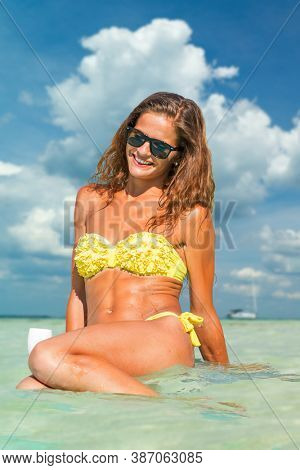 Beautiful Woman at the beach in Poda island  Thailand