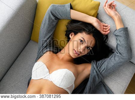 Portrait Of Sensual Beautiful Woman In Ligerie. Beauty, Fashion, Glamour Concept