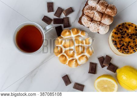 Mini Chocolate, Lemon Pie And Passion Fruit Cake.