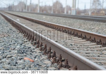 Landscape With Railway Tracks, Transportation, Steel Rails