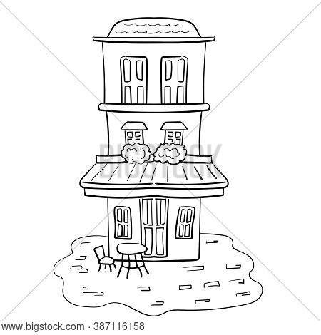 The Facade Of The Building. Residential Or Non-residential Premises. A Multi-storey Building. Vector