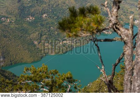 Tara National Park, Serbia. Viewpoint Banjska Stena. View At Drina River Canyon And Lake Perucac Wit
