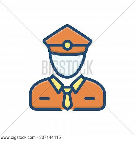 Color Illustration Icon For Ticket-collector Ticket Collector Ticket-taker Checker Person