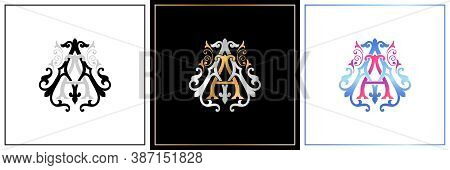 Aa Monogram, Initial Wedding , Logo Company, Icon Business,  Sign Corporate With Classical Design Va