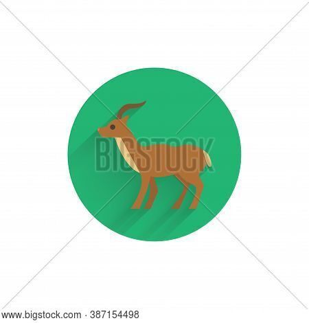 Antelope Colorful Flat Icon With Long Shadow. Antelope Flat Icon