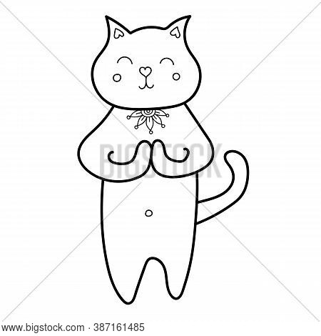 Cute Hand Drawn Doodle Kat. Pet Animal Vector Illustration.