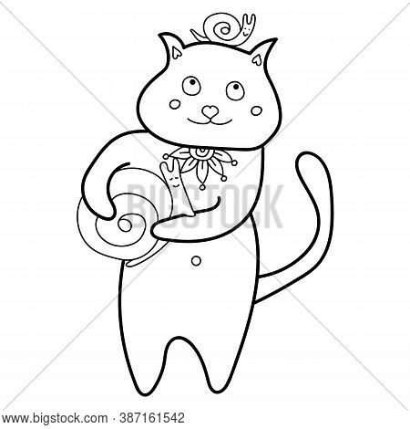 Cute Hand Drawn Doodle Kat. Pet Animal Vector Illustration.
