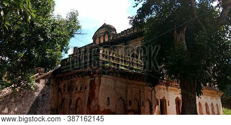 District Katni, India - October 10, 2019: Black Dirty Wall At Ancient Fort In Vijayraghavgarh Fort W