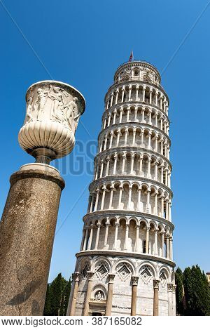 Leaning Tower Of Pisa And The Vase Of The Talent (vaso Del Talento, Italian). Square Of Miracles (pi