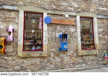 Bergerac, France: July 2020; The Facade Of A Toy Shop In Bergerac Which Sells Traditional Wooden Toy
