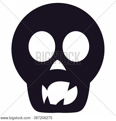 Black Silhouette Skull Isolated. Scary Icon Design