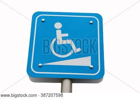 Handicapped Sign Mark Of Ladder Ramp For The Disabled Isolated On White Background. Who Having A Phy