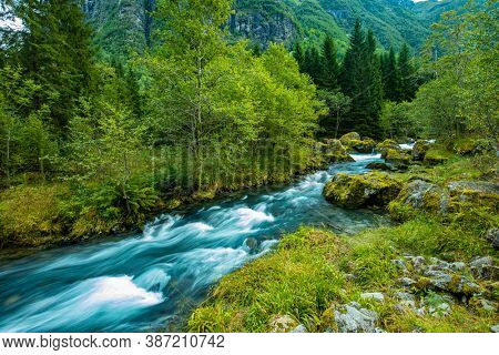 Norway Sunndal Hardangerfjord Bondhusvatnet Glacier Lake Bondhusbreen Glacier
