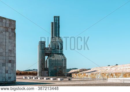 Santiago De Compostela, Spain - July 18, 2020: View Of City Of Culture Of Galicia. Situated On The T