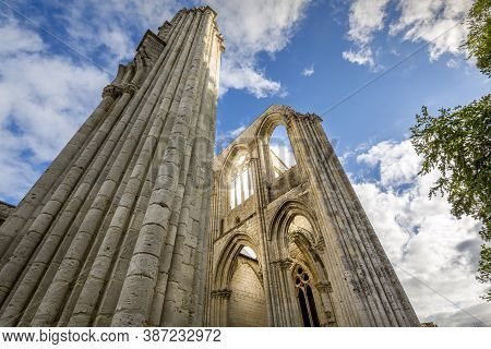 Saint Wandrille, France - August Circa, 2020. Building With Some Ruins Of The Monastry Of Saint Cond