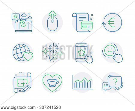 Business Icons Set. Included Icon As Travel Luggage, Fireworks, Money Diagram Signs. Star Rating, Sw