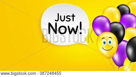 Just Now Symbol. Smile Balloon Vector Background. Special Offer Sign. Sale. Birthday Balloon Backgro