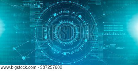 Abstract Technology Background With Hi-tech Digital Interface Infographic And Binary Code, Website B