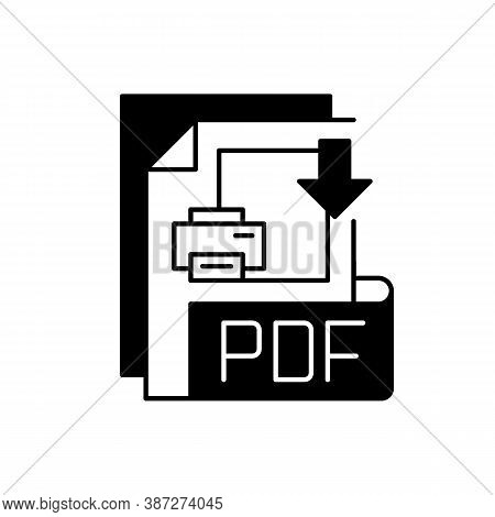 Pdf File Black Linear Icon. Portable Document Format. Text Formatting And Images, Multimedia Element
