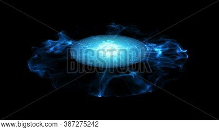 Glowing Stargate Event Horizon Portal. Time Travel, Outer Space, Singularity And Gravitational Waves