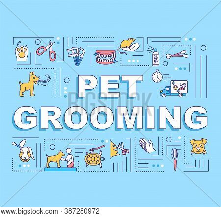 Pet Grooming Services Concept Icon With Text. Pet Salon Word Concepts Banner. Infographics With Line