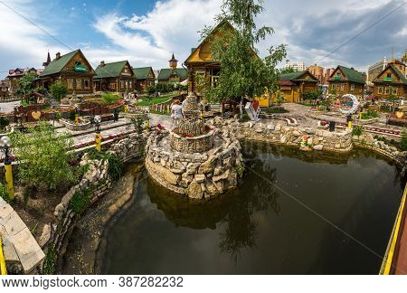 Kazan, Russia - July 16, 2018: View Of Tugan Avylym Restaurant Village. It Opened In The Year Of Cel