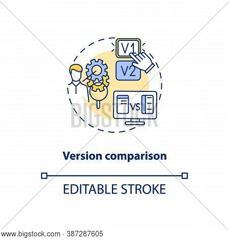 Version Comparison Concept Icon. Software Feature Idea Thin Line Illustration. Product Development. 