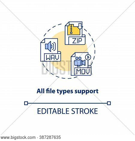 All File Types Support Concept Icon. Software Feature Idea Thin Line Illustration. Filename Extensio