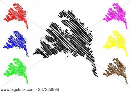 Westfjords Region (iceland Island, Regions Of Iceland) Map Vector Illustration, Scribble Sketch West