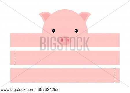 Printable Pig Paper Hat. Party Crown Die Cut Template For Birthday, Christmas, Baby Shower. Fun Acce