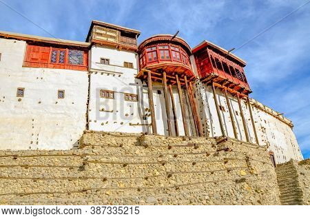 Back View Of The Baltit Fort In The Karakoram Mountains Range