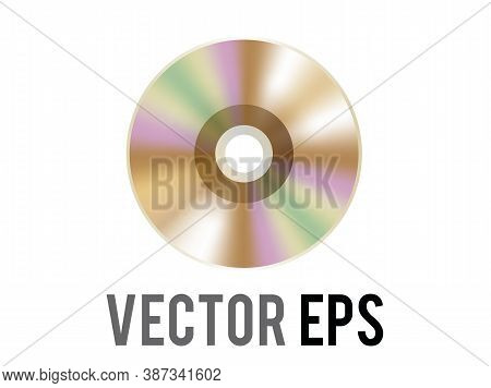 The Isolated Vector Gold Optical Computer Disc Icon, Used To Represent Cd, Dvd And Related Film, Mus
