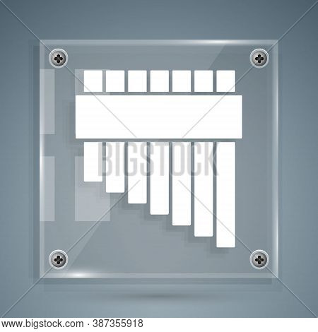 White Pan Flute Icon Isolated On Grey Background. Traditional Peruvian Musical Instrument. Zampona. 