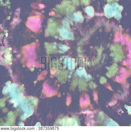 Tie Dye Circle. Rainbow Batik Fabric. Light Psychedelic Backdrop. Tye Dye Swirl Painting. Unicorn Ab