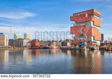 Antwerp, Belgium - September 28 2013: Building Of Museum Aan De Stroom (mas)