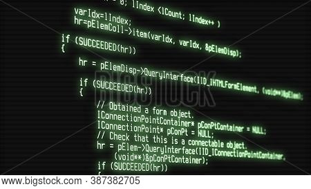 Hacker Attack Detected On Screen. Computer Screen With Hacking Program Code