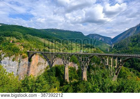 Durdevica Tara Arc Bridge In The Mountains, Montenegro