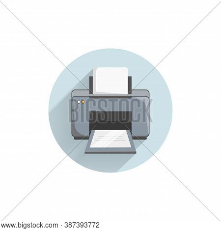 Printer Colorful Flat Icon With Long Shadow. Print Flat Icon